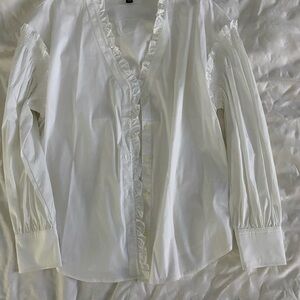 Ralph Lauren White Ruffle Blouse